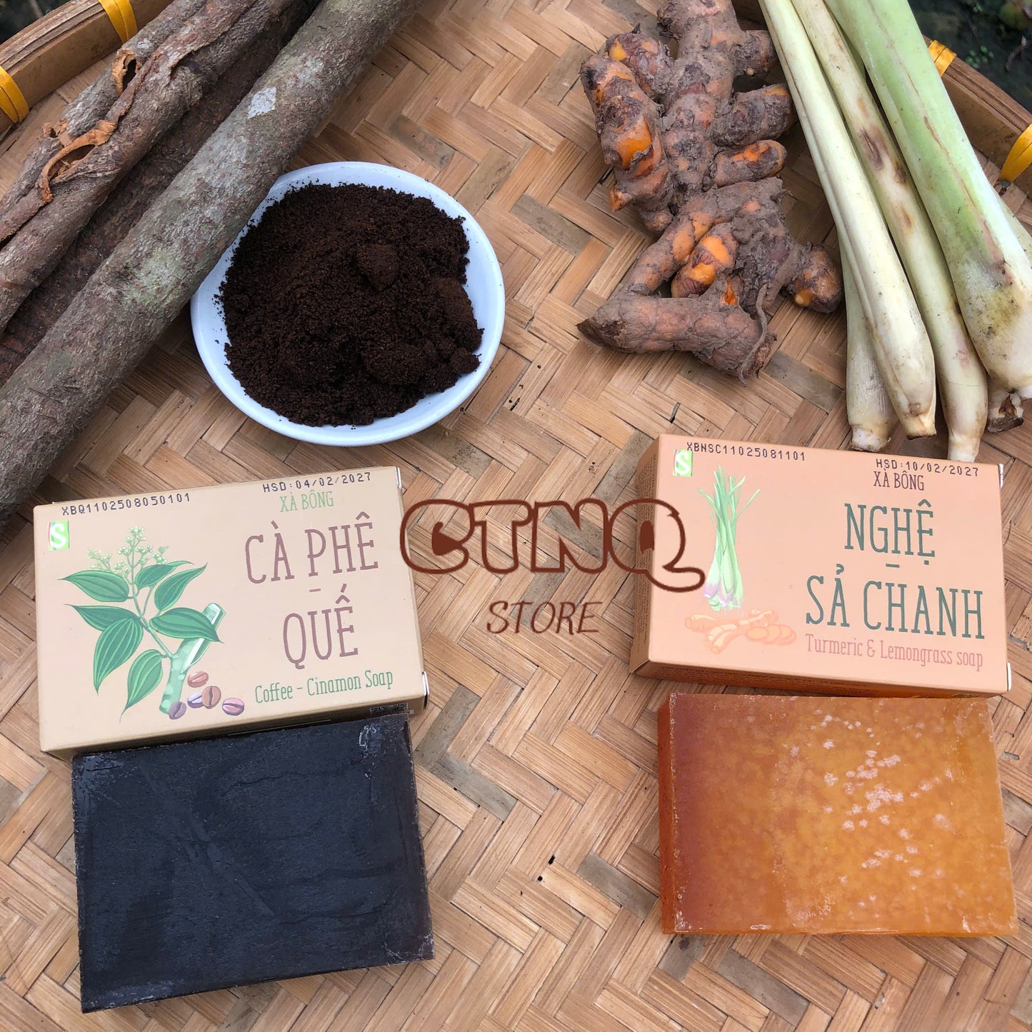 Coffee - Cinnamon Soap + Turmeric - Lemongrass Soap (2 Bars)
